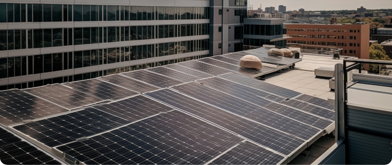 Toit avec panneaux solaires